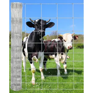 Garvee 4Ft X 164Ft Cattle Fence, Durable Welded Wire Fence, Heavy Duty Galvanized Cattle Panel, Silver Livestock Fencing for Deer, Goat, Hog, Garden, Yard, Field, Agricultural, Farm Animal Protection