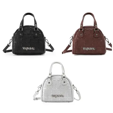 Von Dutch Women's Handbag - Bold Embroidery, Chopper Print, Casual Crossbody Bags, Classic Bowling Bag, Novel Design, Accent Details, Casual Wear Shoulder Purse (All Colors)
