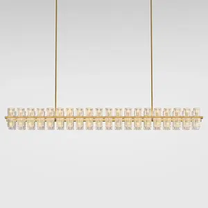 80 Lights 72" Long Dimmable Square/Rectangular Crystal Chandeliers