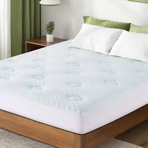 2-Inch Bamboo Viscose Memory Foam Mattress Topper – Cooling Pillow Top Bed Pad with Deep Pocket up to 21", Back Pain Relief, Queen/King Sizes, White