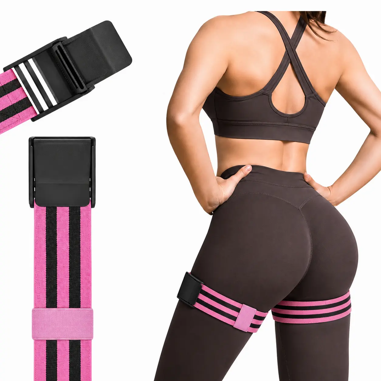 2-Pack Adjustable Glute & Hip Booty Resistance Bands - Portable Elastic Fabric Fitness Equipment with Adjustable Buckles, Skin-Friendly Multi-Functional for Glute Gains, Pilates, Lower Body Resistance Band Workout, Lower Body Workout, Fabric Resistance Ba