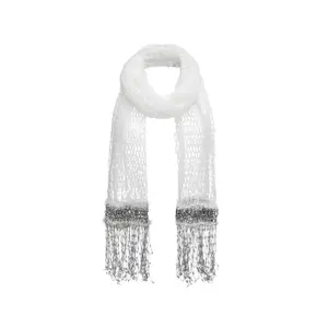White Cashmere Handmade Knit Shawl