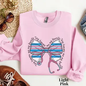 Mother Baby Nurse Sweatshirt, Baby Blanket Nurse Crewneck, Postpartum Nurse Sweater, Maternity Nurse Grad Gift, Stethoscope Bow Sweatshirt