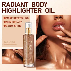 Aavini Body Shimmer Oil, Waterproof Long Lasting Moisturizing Body Luminizer Glow For Face , Liquid Illuminator Highlighter 3.38oz/Jars (Rose Gold  )