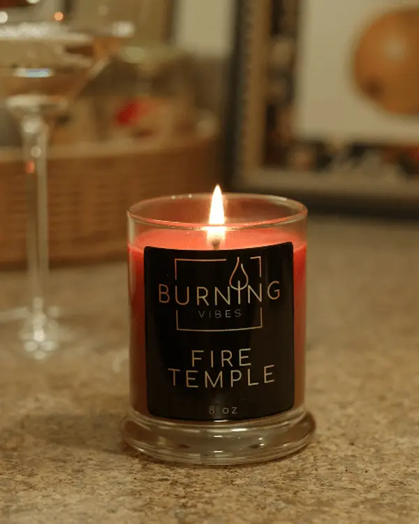 Burning Vibes Scented 8oz Fire Temple Candle with coconut wax