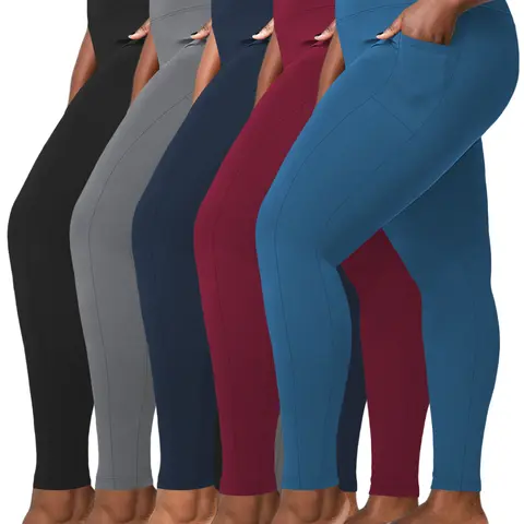Women's Plus Size (Up to 5XL) 3-Pack High-Waist Sportswear Fitness Leggings - 4-Way Athletic Stretchy, Body Shaping, Pockets, Compression Athleisure Leggings for Workout, Hiking Exercise Athletic Activewear