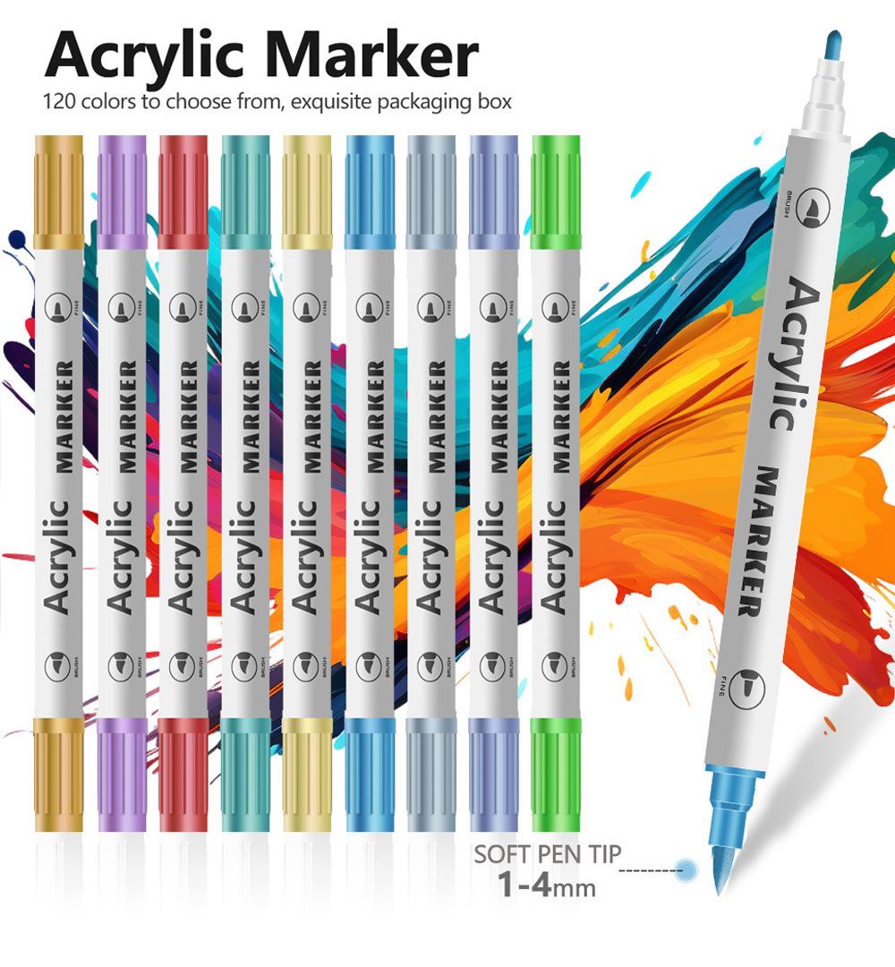 48 Acrylic Paint Markers, Large Capacity Acrylic Markers with Long-Lasting Tip, Professional Art Supplies for Rock Painting, Ceramic, Glass, Wood, Canvas, Fabric, Crafts