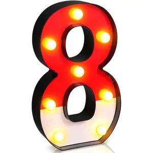 Red and White Light up Numbers Party Decorations, LED Anime Cartoon Pattern Glowing Numbers, Birthday Table Centerpieces Cartoon Animated Birthday Party Supplies, 8.58 x 5.2 Inches