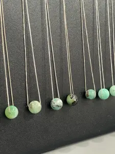 Natural Morralla Emerald Bead Necklace | Sterling Silver | May Birthstone Jewelry Gift |  10 - 11 MM Natural Green Gemstones