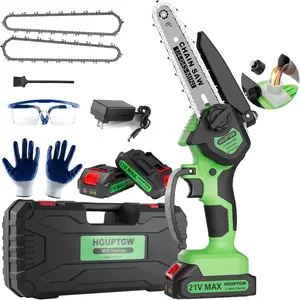 6 Inch Mini,Auto-Oiler and Tool-Free Adjustment Mini Chain Saw,21V 2000 Mah Battery Powered for Tree Trimming Wood Cutting