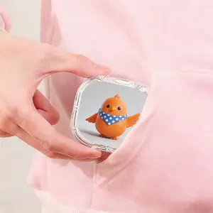 Blue White Polka Dot Scarf Orange Bird Printed Retainer Box, Loss Proof Portable Denture Storage Box, Outdoor Portable Orthodontic Retainer Box, Drop Resistant Scratch Resistant Invisible Braces Box