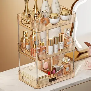 3 Tiers Bathroom Countertop Organizer, Cosmetics Skincare Organizers Holder for Perfume, Bathroom Organizers and Storage for Dresser Vanity Tray(Gold)