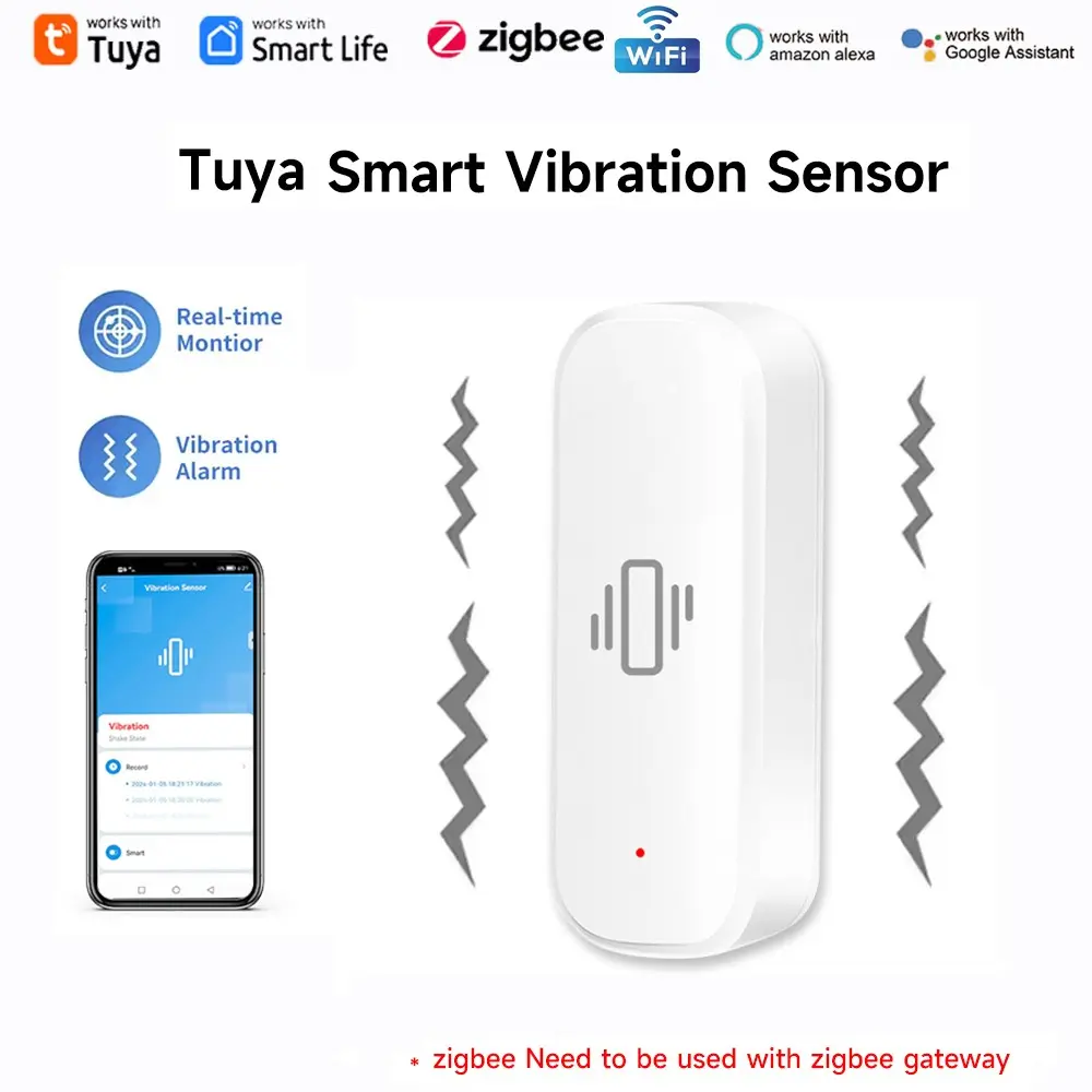 Tuya Wi-Fi/Zigbee intelligent vibration sensor Motion Sensor mobile phone remote security alarm system intelligent linkage app Google vibration senso intelligent life APP real-time monitoring of movement vibration alerts records - TikTok Shop Tuya Wi-Fi/Zigbee intelligent vibration sensor Motion Sensor mobile phone remote security alarm system intelligent linkage app Google vibration senso intelligent life APP real-time monitoring of movement vibration alerts records - TikTok Shop