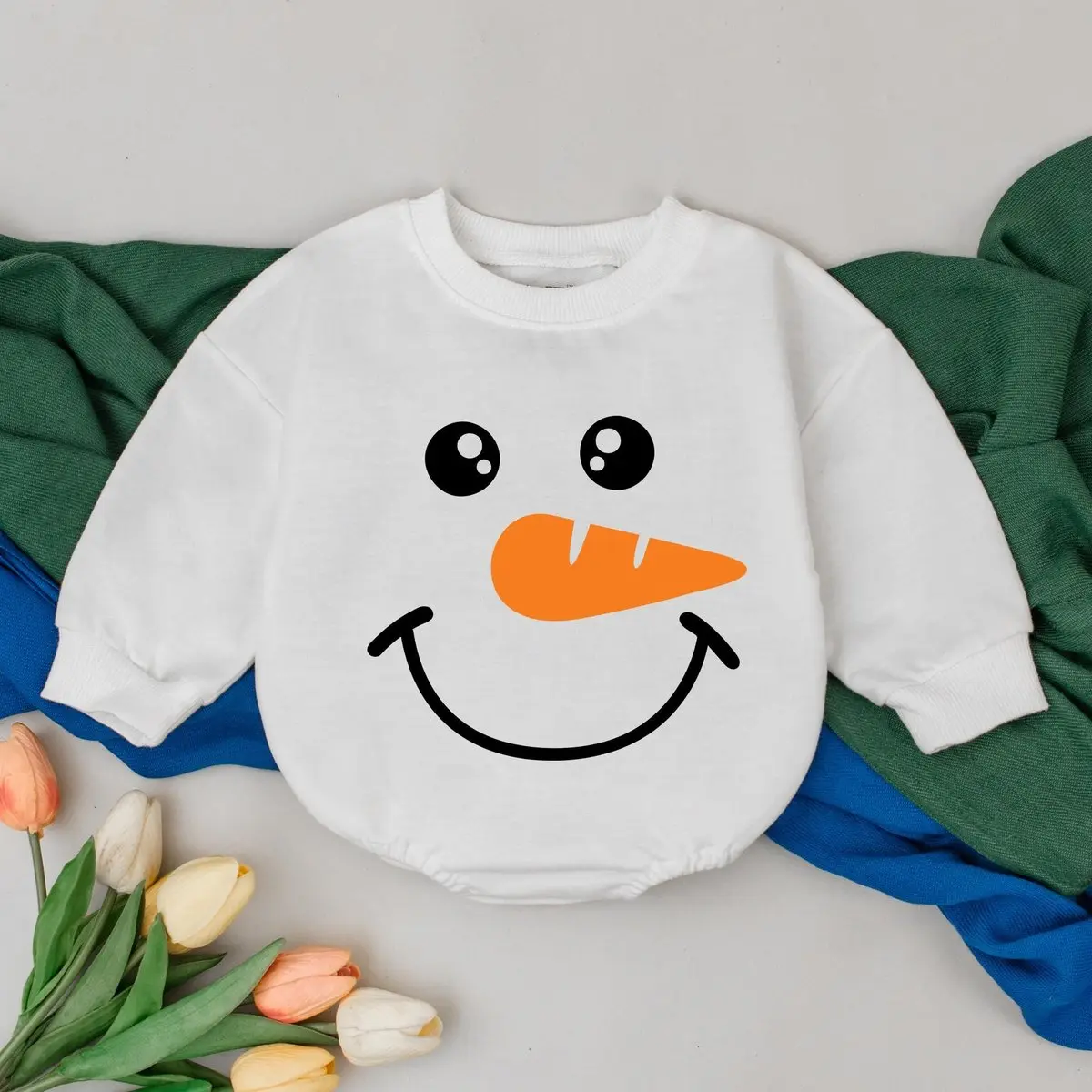 Snowman Christmas Romper, Retro Christmas Baby Outfits, Baby Shower Gift, 1st Christmas Bubble Romper, New Baby Gift, Newborn for Girls Boys