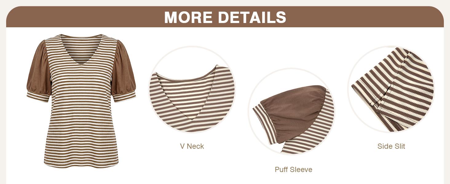 Tankaneo Womens Puff Sleeve Striped Tshirts Summer Oversized Color Block V Neck Tops Trendy Casual Loose Blouse Shirts Womenswear Tankaneo Womens Puff Sleeve Striped Tshirts Summer Oversized Color Block V Neck Tops Trendy Casual Loose Blouse Shirts Womenswear
