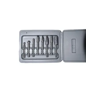 Carbide Burr Set 8pcs 1/4 Inch Shank Diameter Double Cut Rotary Files Metal Grinding Polishing Carving Tool Drill Bits for Die Grinder Kits