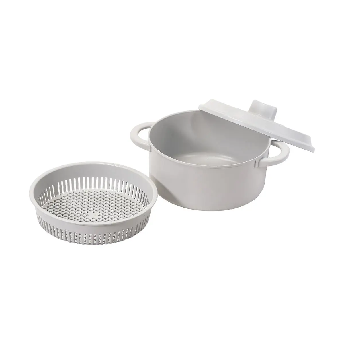 PEARL LIFE Microwave Steamer Pot with Colander, Japanese Design, Grey, Healthy Meal Prep Cookware PEARL LIFE Microwave Steamer Pot with Colander, Japanese Design, Grey, Healthy Meal Prep Cookware
