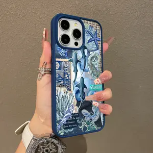 Trendy Magnetic Case for iPhone11/12/13/14/15/16/17/promax Blue Ocean Collage MagSafe Ready, Ultra Thin & Shockproof | Cute Pick for Girls