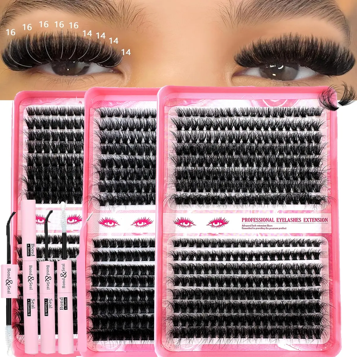 Lash Cluster Set 60D/80D/100D Thickness for Stunning Halloween Looks, Individual Cluster Design Fluffy for Effortless Glamour, Eyelash Extension