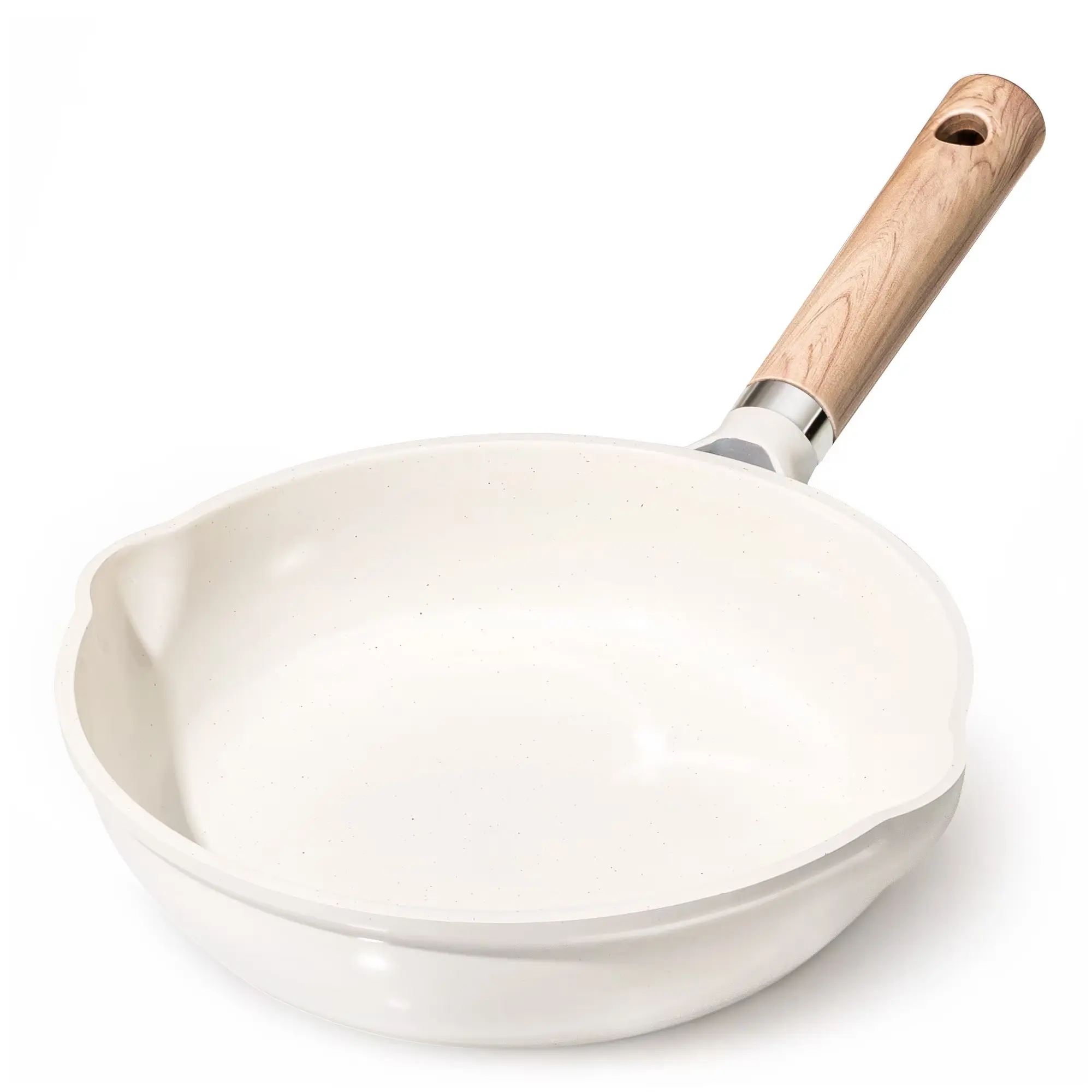 CAROTE 8" Ceramic Nonstick Frying Pan - Induction-Ready, Non-Toxic Skillet, Egg Omelet Pan Compatible with All Stoves, White Granite Cookware