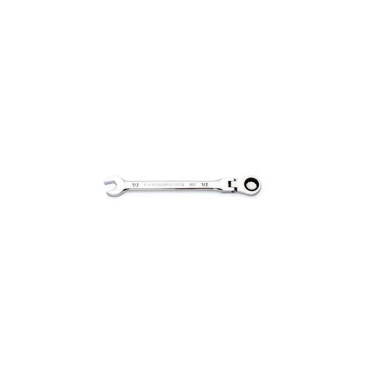 GearWrench KDT86745 SAE 0.5-in 90-Tooth 12-Point Flex-Head Combination Ratcheting Wrench for Tight Spots, Sae/Metric