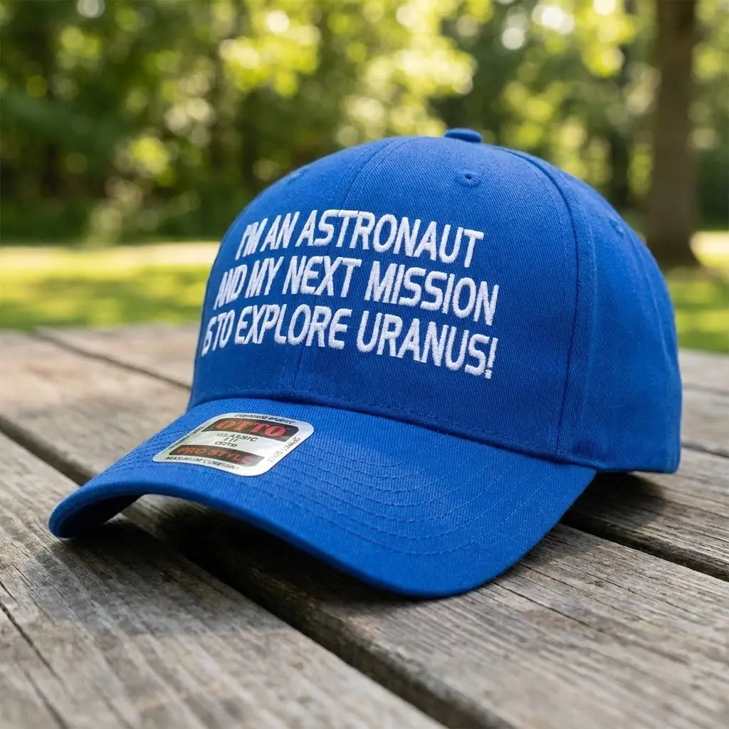 Funny Astronaut Uranus Embroidered Baseball Cap - Humorous Joke Dad Hat for Men & Women, Adjustable Cotton Trucker Hat, Gag Gift for Friends, Birthday Prank Present, Novelty Space Graphic Sun Hat, Royal Blue Y2K Aesthetic Headwear Accessory