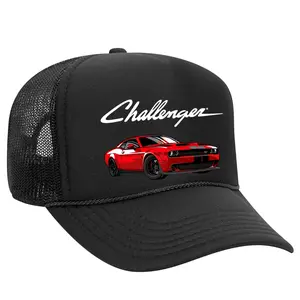 Black Threadz Dodge Challenger Trucker Cap - Black, Unisex Stylish Fabric Hat for Sale
