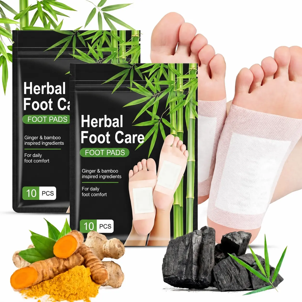 10 Pcs Rosemary & Ginger Foot Pads – Gentle Foot Care Patches for Relaxing Foot Massage Experience