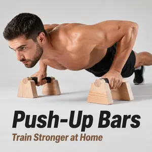 Premium Wooden Parallettes Bars – Push-Up Handles for Home Workout, Core Strength & Calisthenics Training