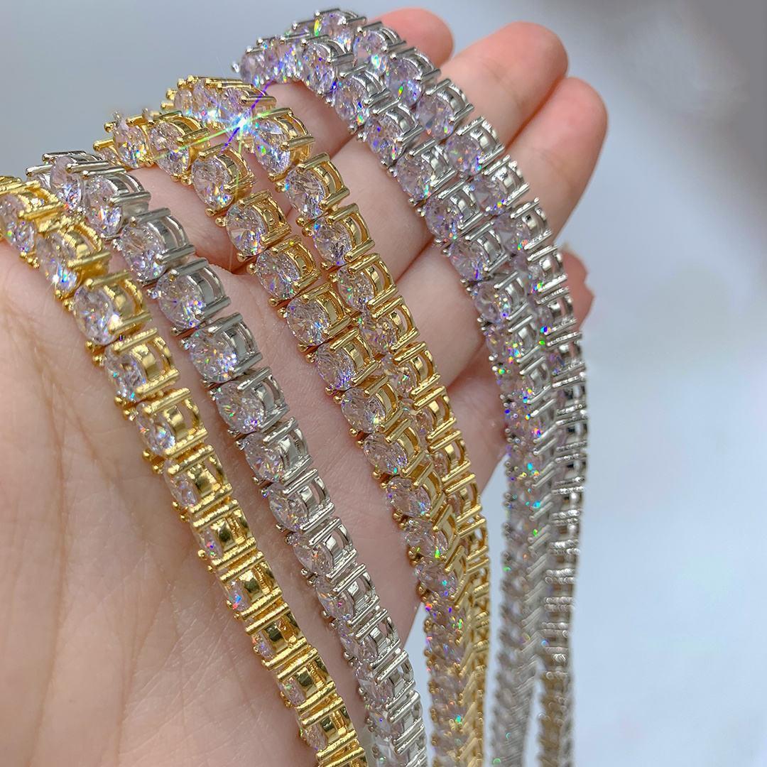 Tennis Hip Hop Necklace Moisssanite 18K Gold Plated 925 Sterling Silver Jewelry UnisexMoissanite Tennis Chain For Women & Man