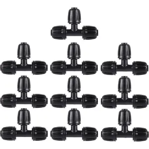 1/2 inch Irrigation Fittings Tee Connectors For (1/2" ID x0.6-0.63" OD) 16mm Drip Tubing Barbed Connectors-10 Pcs/pack