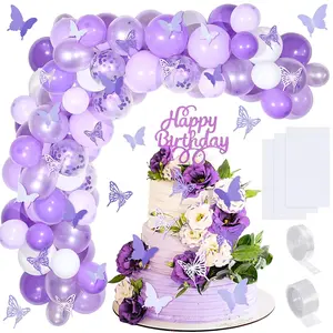 151-Piece Butterfly Balloon Garland Kit, Purple Balloons & Paper Butterflies for Party or Wedding