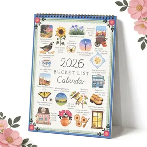 2026 Creative Wish List Calendar with Stickers, Watercolor Illustrations, Healing Journal, Life Goal Tracker, Birthday Gift, Wall Planner, New Year Planner