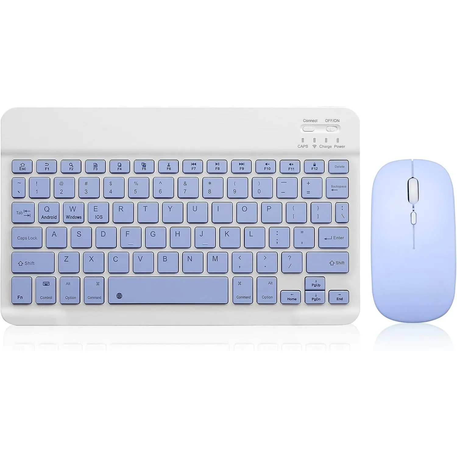 Keyboard and  Combo Rechargeable Portable  Keyboard  Set for  iPad  iOS 13 and Above  Tablet Phone Smartphone Android Windows (10 inch Purple)