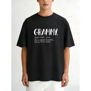 Black T Shirt With Grammy Definition Print For Casual Wear