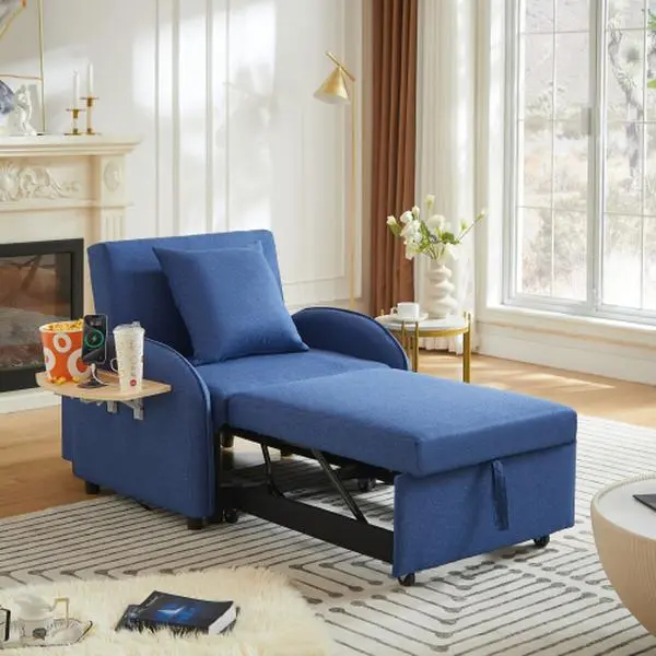 [Bellemave]Sleeper Sofa Chair Bed, 3 In 1 Convertible Sofa Chair With With Adjustable Backrest & Foldable Table & USB, Type-C, Adjustable Recliner, Armchair For Living Room Bedroom Apartment Small Space