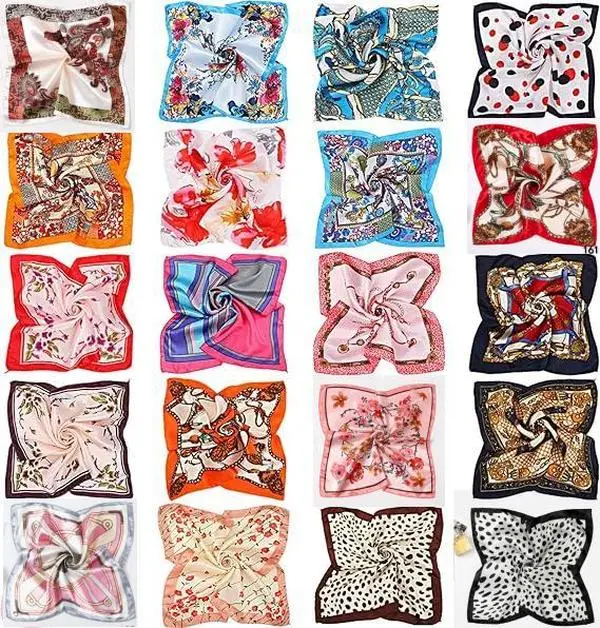20-Pack Satin Square Scarves for Women – Mixed Color Small Silky Neck Scarf, Vintage Hair Scarf & Bandana for Daily Wear & Party Favors