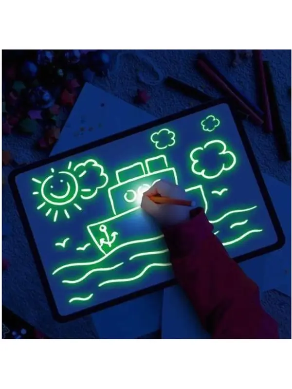 Educational Toy Drawing Pad 3D Magic 8 Light Effects Puzzle Board Sketchpad