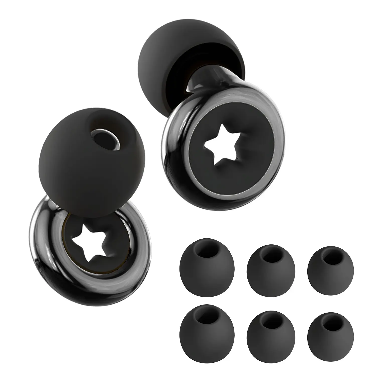 Reusable Ear Plugs High-Fidelity Mute, Waterproof Earplugs, Extra Coverage Ear Tips XS/s/m/l, Multiple Sizes, Storage Case Included, Quiet for Concerts, Swim, Swimming, Sleep, Sleeping, Travel
