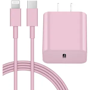 14 13 12 Fast Charger 20W PD USB C Wall Charger with 6FT Fast   for  14/14 Pro/14 Pro Max/14 Plus/13/12/11/Pro/Pro Max/Mini/Xs Max/X, iPad - Pink