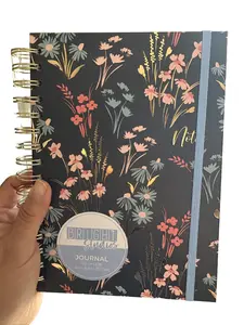 Hardcover Floral Design Lay-Flat Spiral Bound Notebook, 6x8.5in, 120 Sheets, 70 GSM - Office Stationery for Journaling