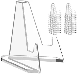 20-Pack Mini Acrylic Stand Easel with Triangular Base, 2.2-Inch Tall Sturdy Stable Cards/Coins Holder, Office Desk Organizer for Graded Sports Trading PSA Baseball Cards, Mini Stand