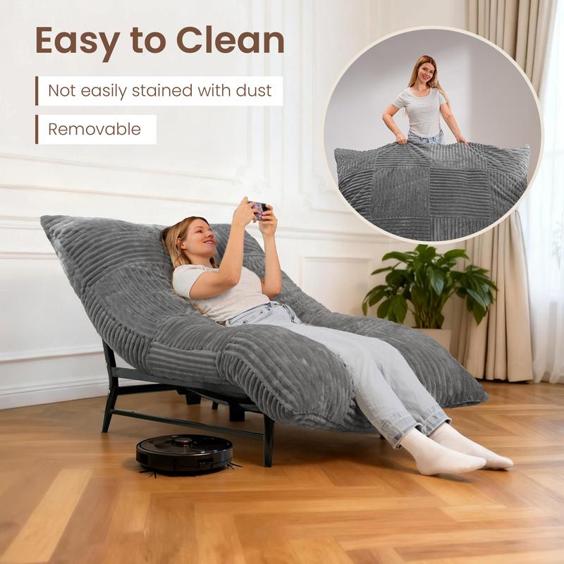 【versatile】Oversized Bean bag chair lazy sofa with base, 4 in 1 Convertible Bean Bag Couch with Base, Comfy Boneless Couch, soft and Comfortable Recliner Sofa Bed with Removable Upholstery for Living Room, or Bedroom
