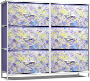 Sorbus Kids Dresser - 6 Drawer Storage Chest Organizer Nightstand - Steel Frame, Wood Top & Handles, Tie-Dye Fabric Bins industrial sofa