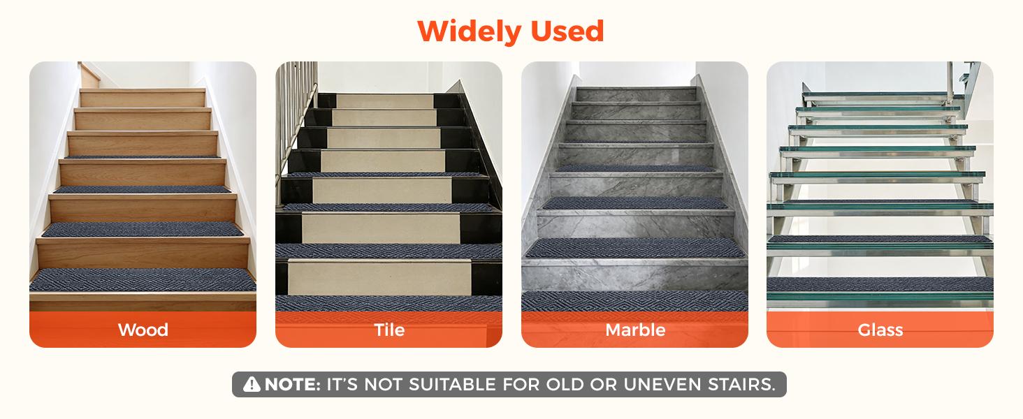 BAGAIL 15-Pack Polyester Geometric Print Peel-and-Stick Non-Slip Stair Treads, 8"x30" Retro Look Indoor Step Covers, Machine Washable No-Residue Adhesive Carpet Runners for Elderly, Indoor Steps,back to school,back to school haul