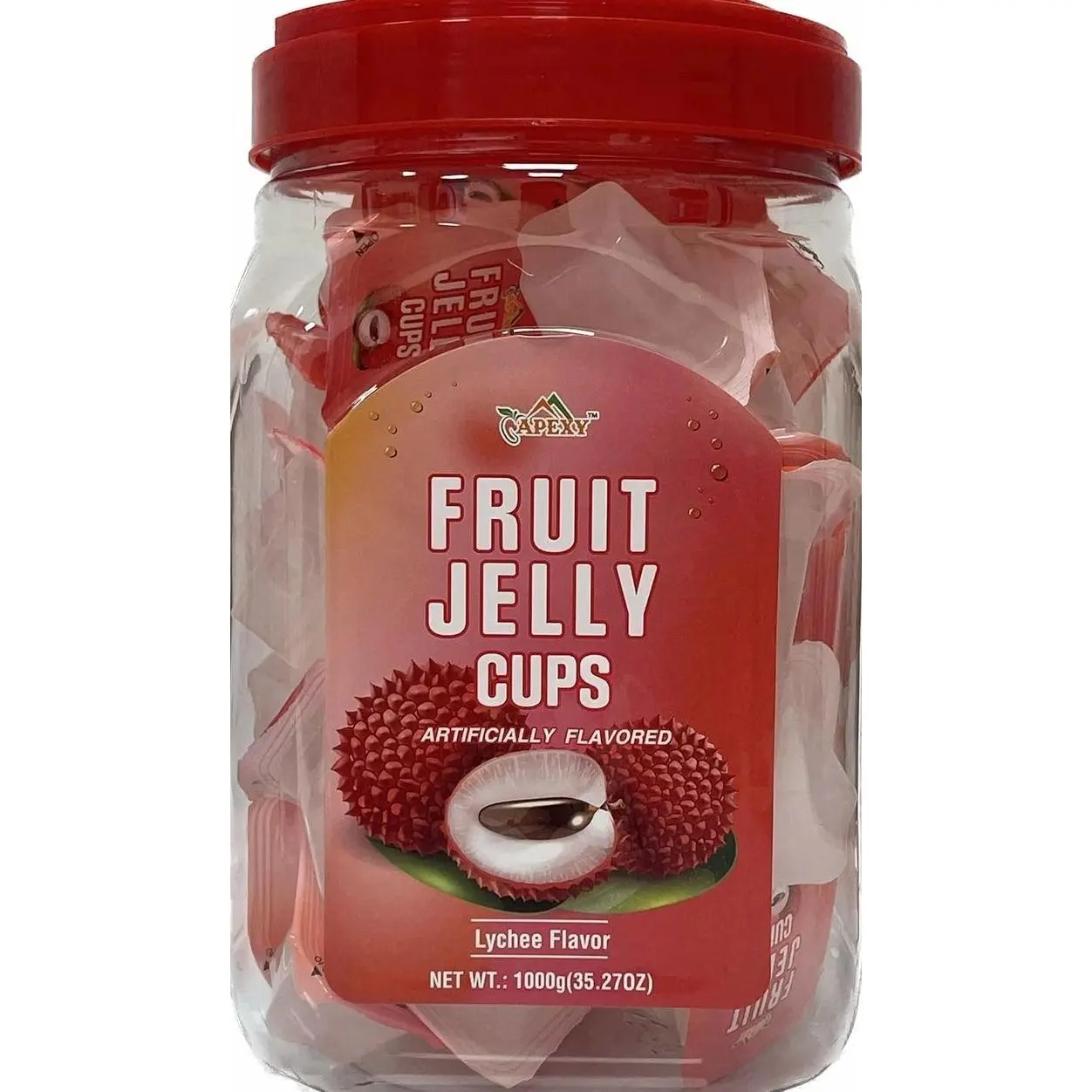 Apexy Fruit Jelly Cups, Lychee & Assorted Flavors Variety Pack, Juicy Bite-Size Jelly Snacks, Individually Wrapped, Fun Treat for Kids & Adults (Lychee 35.27oz)