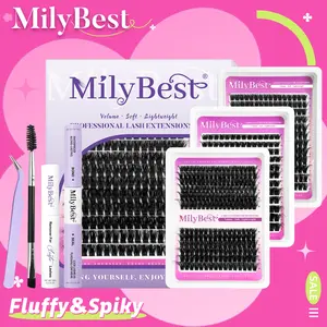 MilyBest 3 Styles Lash Clusters Kit  Mixed Length Individual Eyelash Extensions Kit with Tweezers, Bond & Remover | Professional Self-Grafting False Lashes for Women