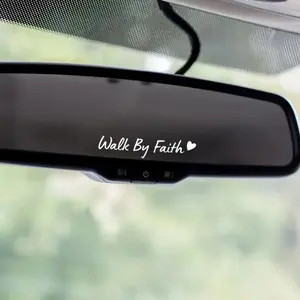 2-Pack Vinyl Walk By Faith Decal for Mirrors, Laptops, and Walls - Adhesive Quote Mirror Decals. Car Stickers