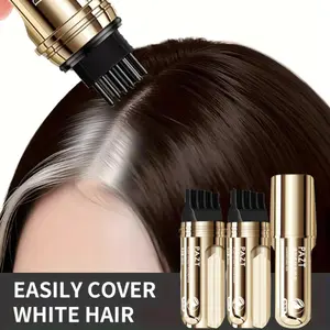 Temporary portable dyeing wand - with toothed comb, hair dye pen, black and brown, waterproof and sweat resistant, suitable for adult use, instantly covering gray and white hair, hair color wand, stylish packaging, Haircare