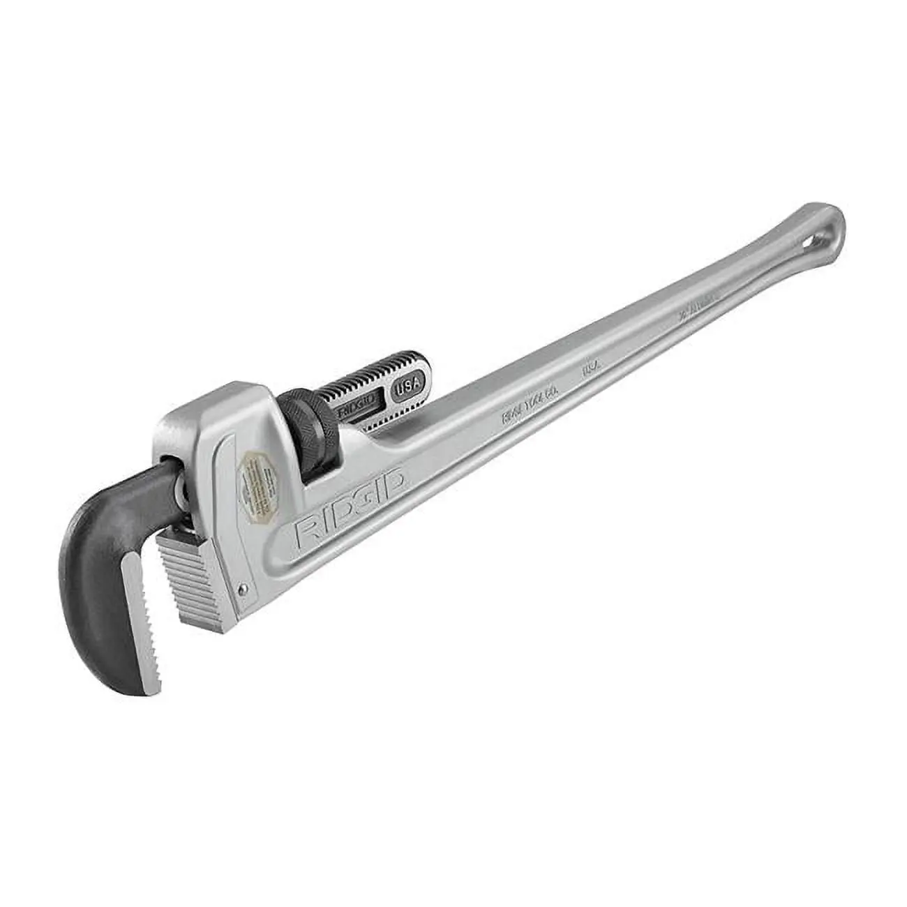 RIDGID 36 in Aluminum Straight Pipe Wrench, Plumbing Hand Tool with Non-Stick Adjustment Nut, Replaceable Hook Jaw, Self-Cleaning Threads, Sturdy I-Beam Handle for Pipe Work